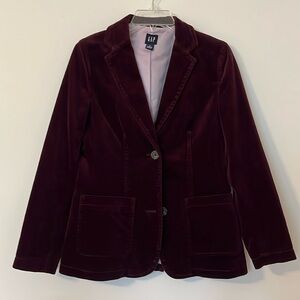 Gap maroon lined velvet blazer. Size 2.